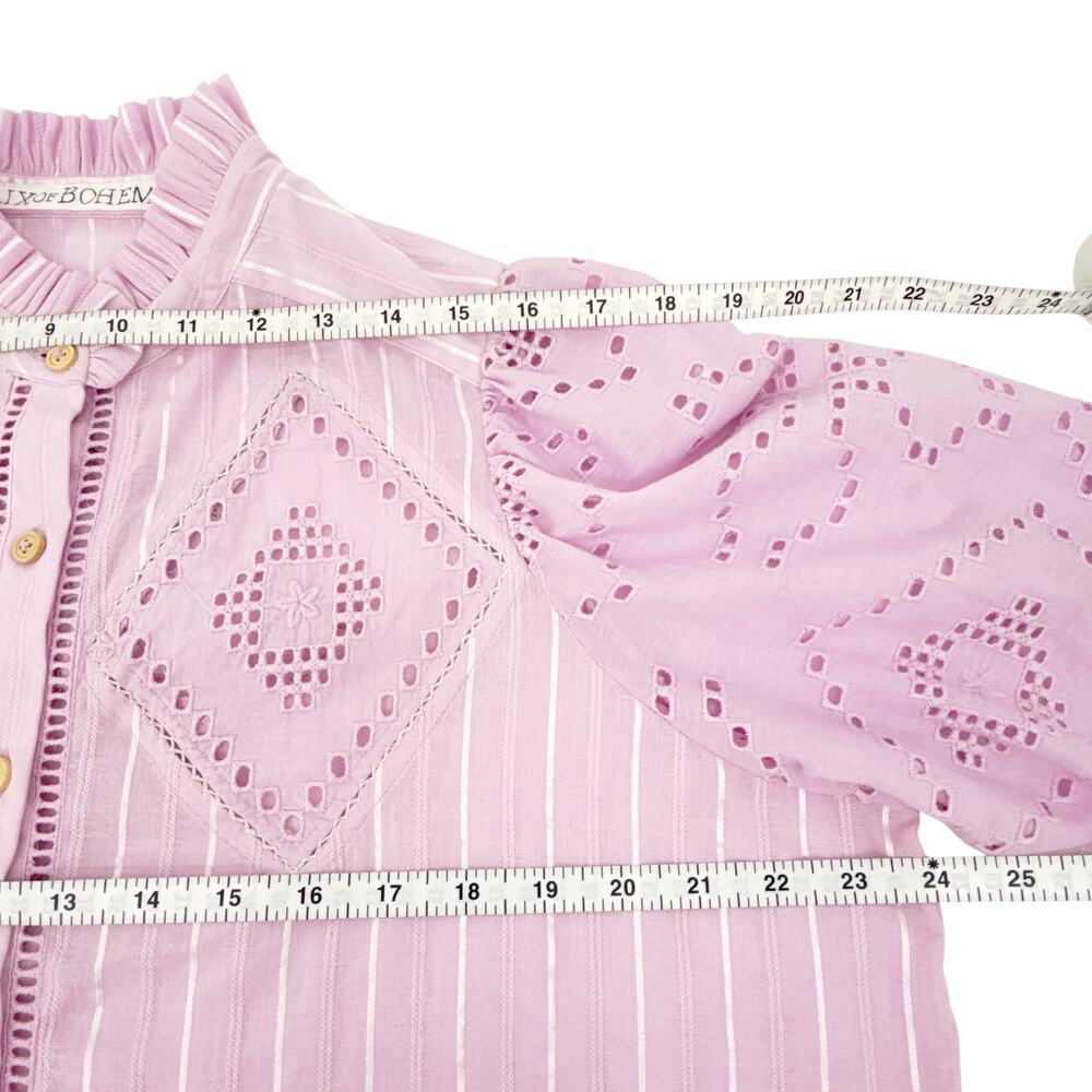 NWOT ALIX of BOHEMIA Winn Lilac Eyelet Shirt - Picture 10 of 12